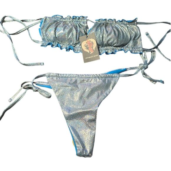 Mermaid Swimwear Blue Scale 2 Piece Bikini NWT size L‎ - Picture 1 of 6
